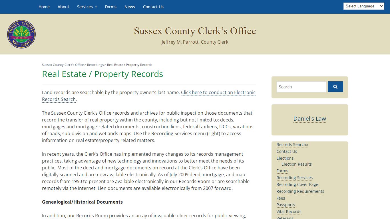 Real Estate / Property Records | Sussex County Clerk’s Office